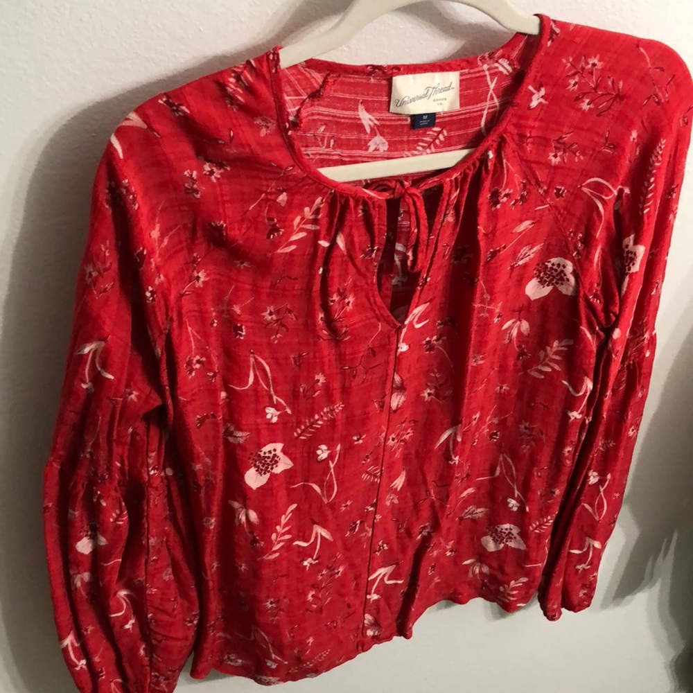 Long Sleeve Red Blouse